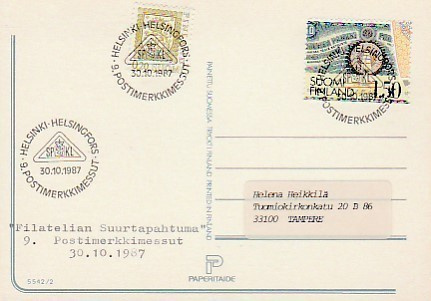 ERIKOISLEIMA , Postimerkkimessut, Helsinki 30.10.1987
