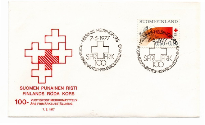 Helsinki: SPR , postimerkkinäyttely (erikoisleima 7.5.1977)