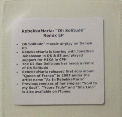 RebekkaMaria • Oh Solitude PROMO CDr (Remix EP)