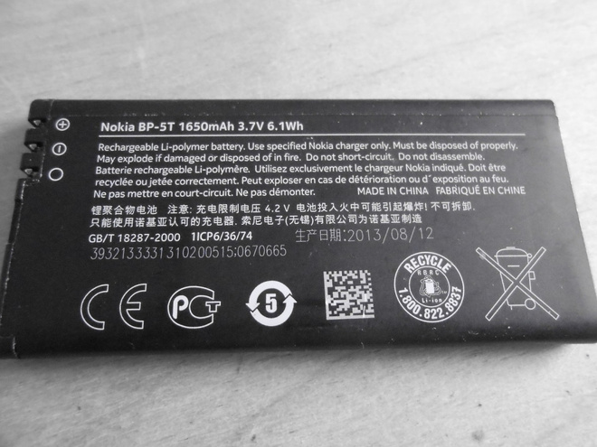 Nokia BP-5T akku, 1650mAh. 3,7V, 6,1Wh