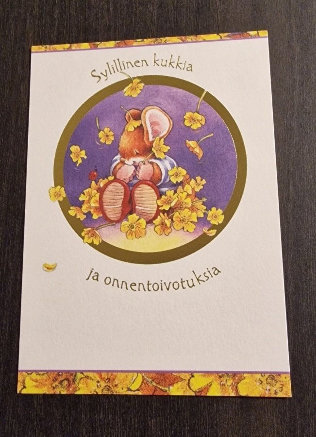 Onnittelukortti/ Sylillinen kukkia ja onnentoivotuksia