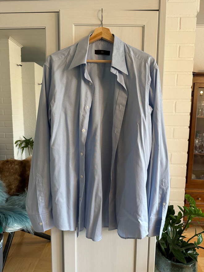 Miesten Zegna vaaleansininen kauluspaita L