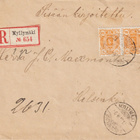 1899 kirjattukirje 20p Vaakunamerkkiparilla Myllymäki>Hki - pikkukuva 1