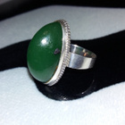 Vintage Venäläinen desing Jade kivi hopea sormus 875 - pikkukuva 1