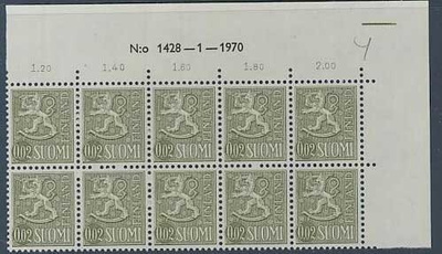 1968 2p harmaanvihreä   nro-10lö 1428 ++