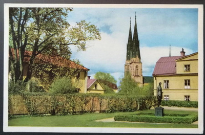 UPPSALA, Geijersgården, värikortti Suomeen 1954