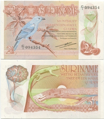 Suriname 2½ Gulden 1973 (P-118a) UNC