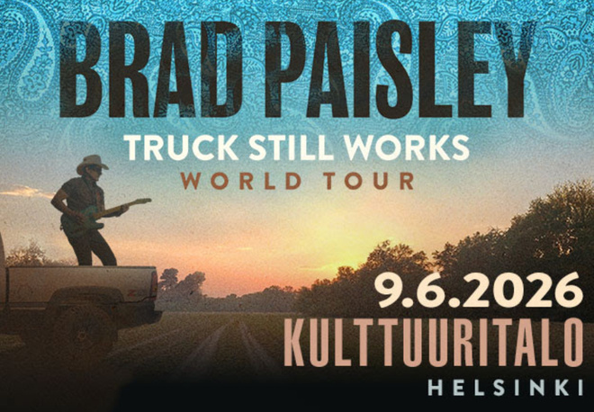 BRAD PAISLEY SEISOMALIPPUJA PERMANNOLLE 9.6.2026 HELSINKI