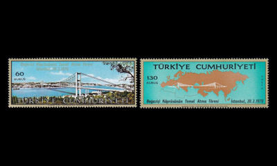 Turkki 2161-2 ** Bosporin silta (1970)