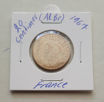 Ranska 20 centimes (AlBr), 1967