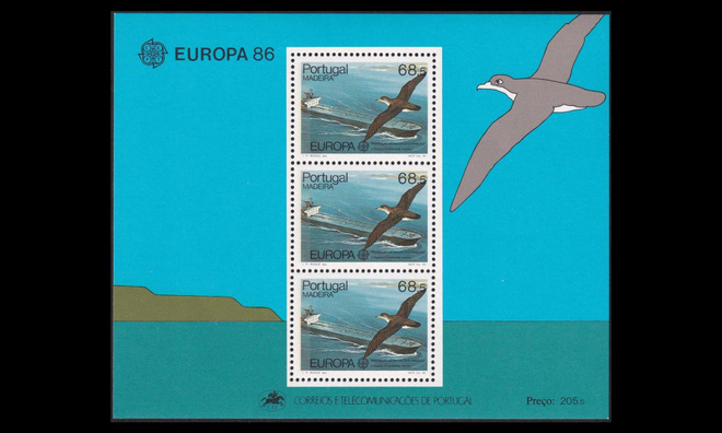 Madeira 106BL7 ** Europa luonnonsuojelu lintu laiva (1986)