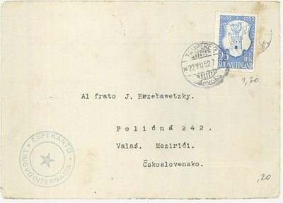 1952 Pietarsaari kirje CSR:ään