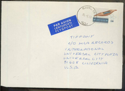 1979 3mk sukkula kirje USAhan 1988