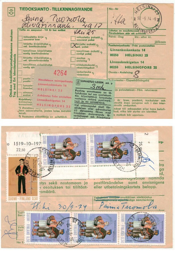 1972 kansallispukuja ulk.paketin tullaus