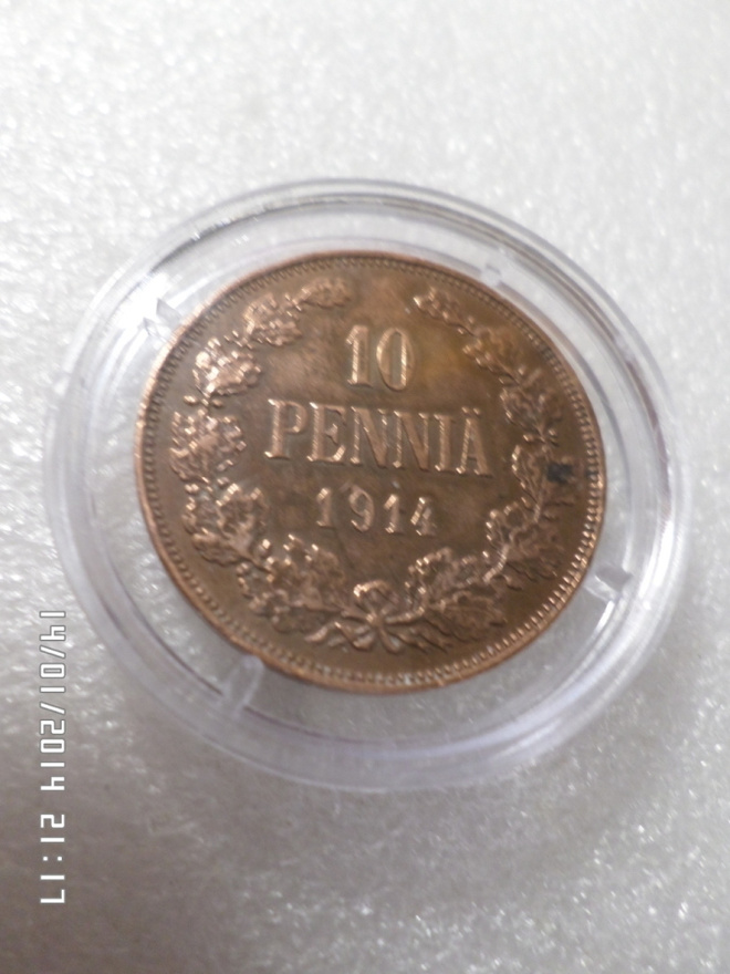 10  penniä 1914     Sistikuntoien  raha,,