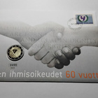 Suomi 2 euro 2008 proof yk:n ihmisoikeudet 60v rahakirjeenä. - pikkukuva 1