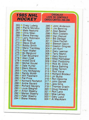 1984-85 OPC #396 Checklist