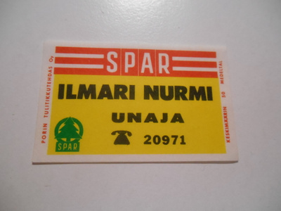 TT Etiketti SPAR Ilmari Nurmi Unaja