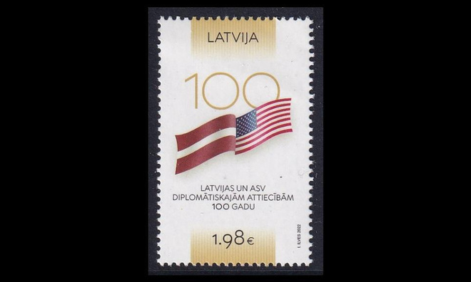 Latvia 1167 ** Diplomaattisuhteet Yhdysvaltoihin 100v (2022)