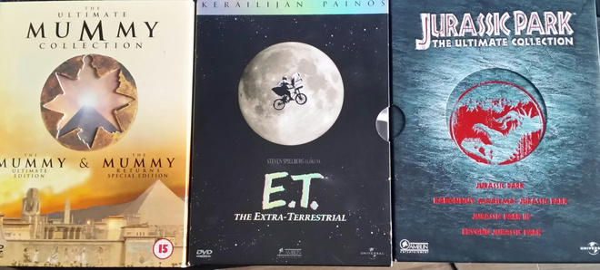 E.T +mummy + jurassic park ERIKOISVERSIOT -11DVD