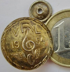 Ruuvimerkki VRL 1954 Rautatie Kuoro Hopeaa myös Mutteri