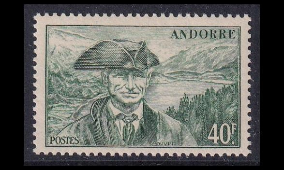 Andorra Fr 139 ** Antoni Rossell 40 Fr vihreä (1944)