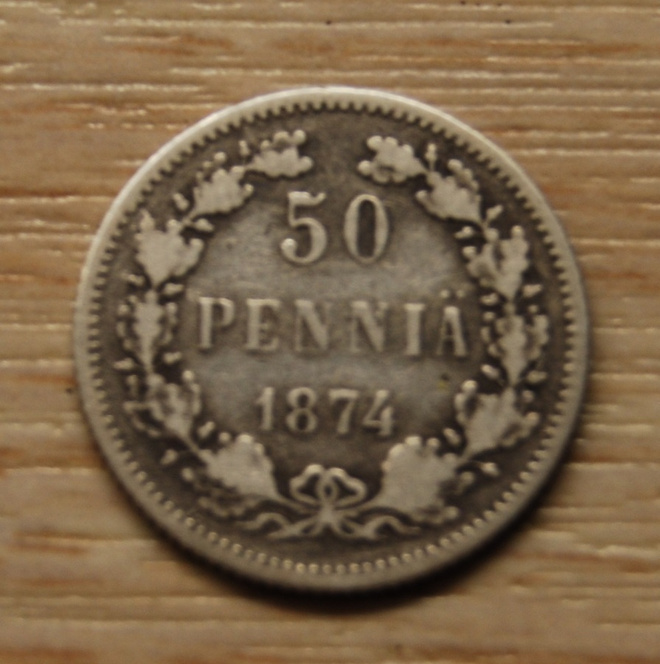 50 penniä 1874 Aleksanteri II , hopea