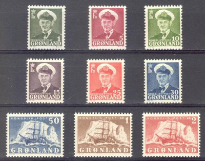(S0304) GREENLAND, 1950-1953 (Definitives) Mi ## 28-36.MNH**