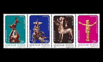 Unkari 3209-12vs ** Postimerkin päivä taideaarteita (1977)