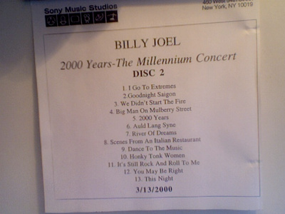 BILLY JOEL :: 2000 YEARS-THE MILLENIUM CONCERT TEST PROMO !!