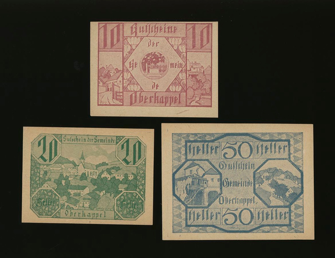 Itävalta Notgeld 10, 20, 50 Heller, Oberkappel 1920