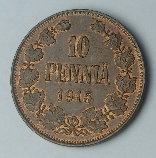 10 penniä 1915 - hienokuntoinen!