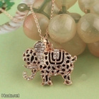 754 .. 14k Gold Duble Crystal Elephant .. Kaulakoru - pikkukuva 1