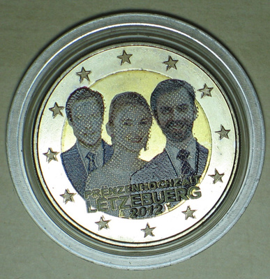 2012 Luxemburg 2 euro aihe: Kuninkaalliset Häät, väritetty