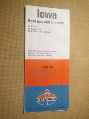 vintage Iowa Road Map and Directory 1975-76