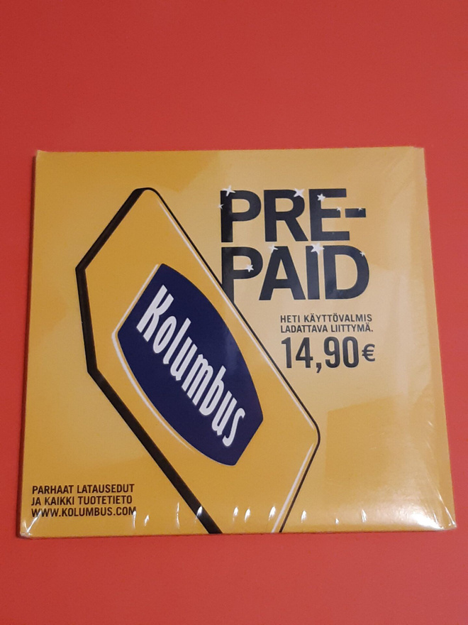 Kolumbus prepaid-liittymä avaamaton 2000-luvulta