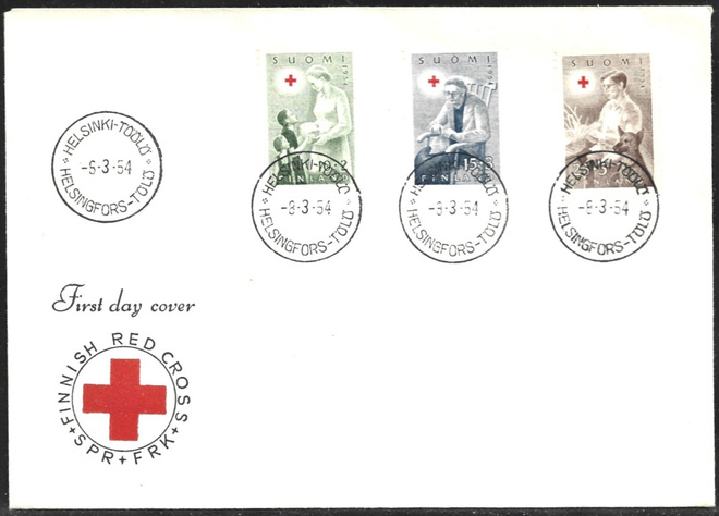 FDC 1954 Punainen Risti  LaPe 422-424  LOISTOT