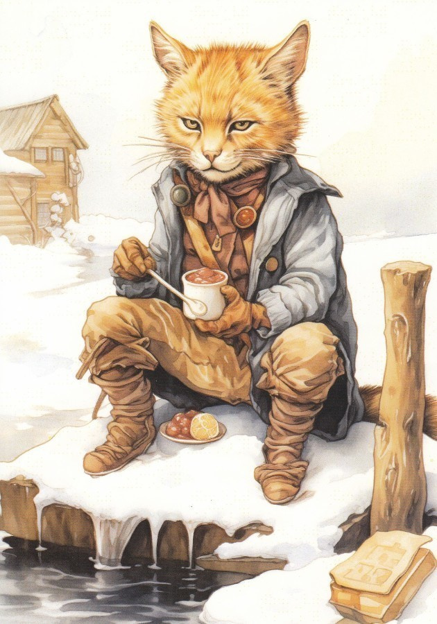 Seikkailija-kissa ja pieni ruokahetki
