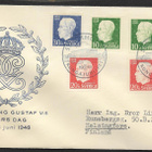 Ruotsi - Kustaa V 90v 1948 FDC (Fac. 382-384) - pikkukuva 1