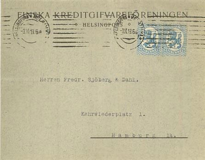1917 25p sininen pari kirje Saksaan