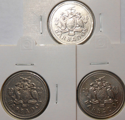 Barbados. 25 cents 1998, 2000, 2003.