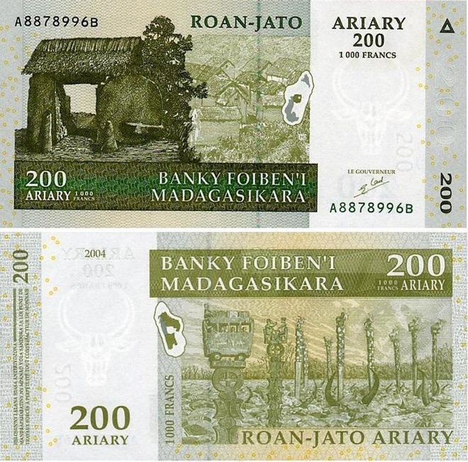 Madagascar 200 Ariary (1000 Francs) v.2004 (P-87a) UNC