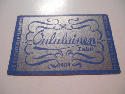 TT Etiketti Oululainen Lahti 1909