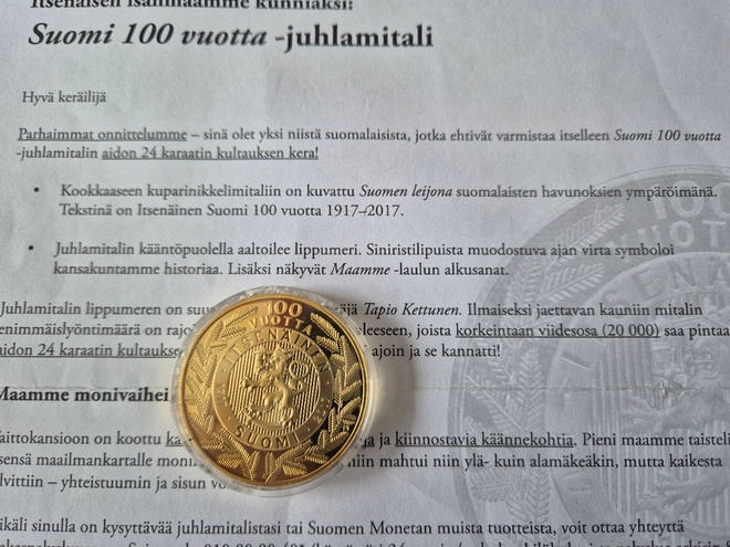 Suomen Moneta Suomi 100 vuotta -juhlamitali