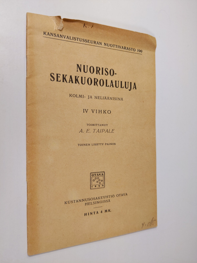 A. E. Taipale : Nuorisosekakuorolauluja : kolmi- ja neliä...
