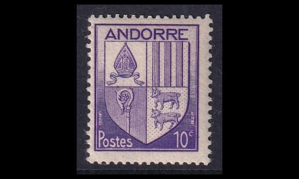Andorra Fr 95 ** Vaakuna 10 C (1944)