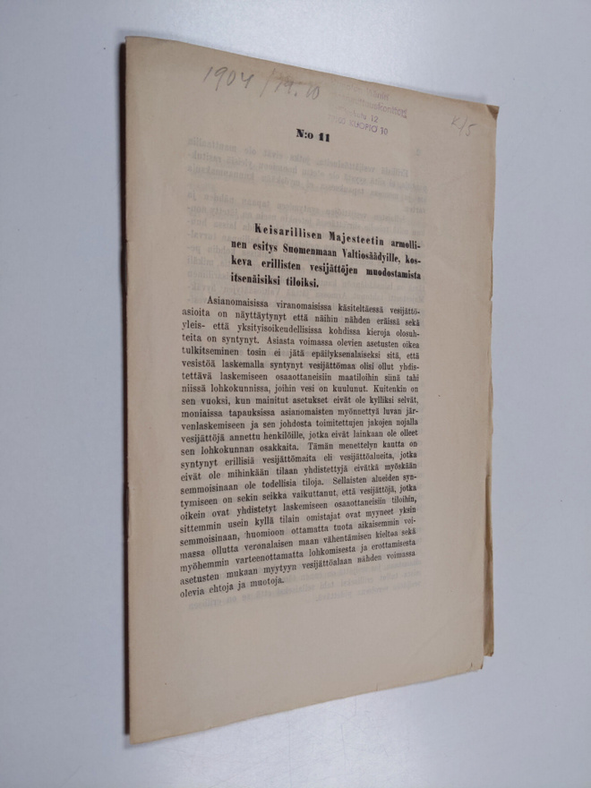 Keisarillisen Majesteetin armollinen esitys Suomenmaan Va...