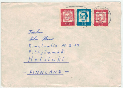 BRD Mi 352 ym lentokirje Suomeen