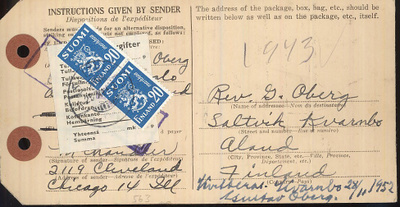 M30 1950 20mk pari ulk.paketin tullaus 1952