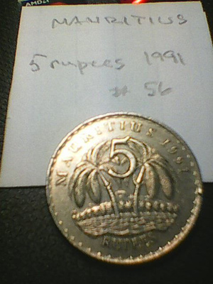 Mauritius 5 rupees 1991, km#56